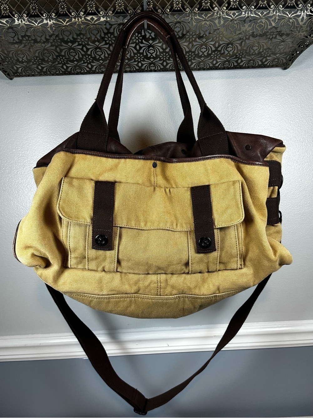 Fossil Large Cargo Duffel Canvas Leather